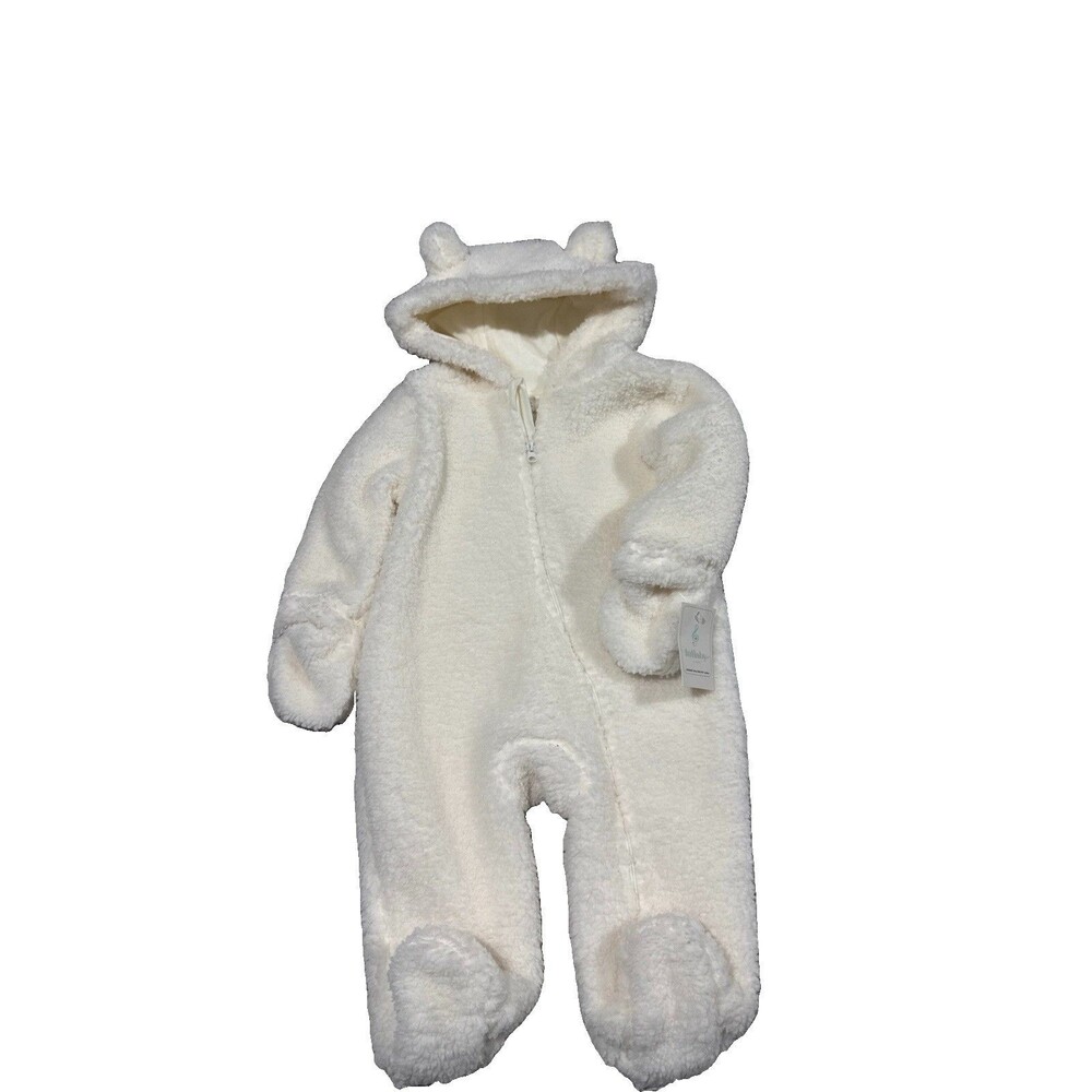 Lullaby Infant Baby Ivory Cream Bear Sherpa Bunting Snowsuit 3-6 Months